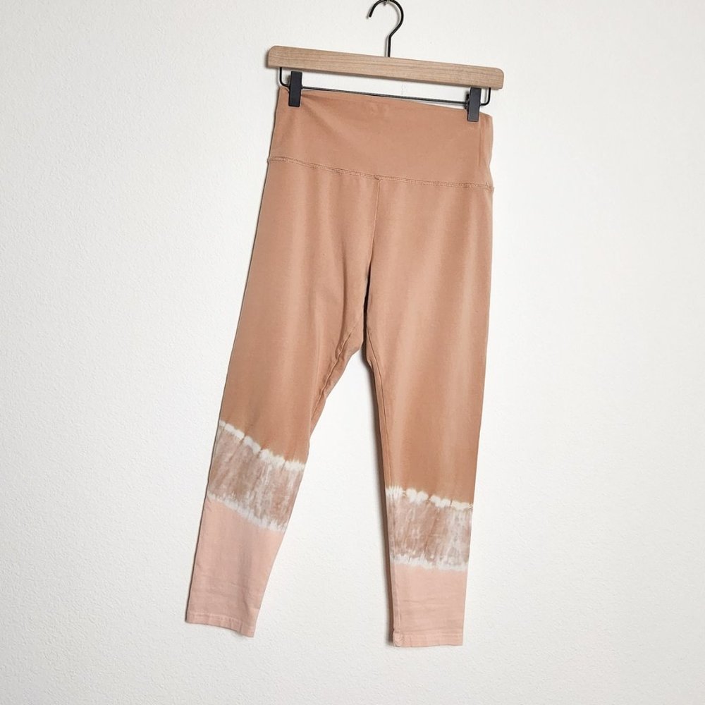 Aerie Offline Light Beige and Pink Tie Dye Leggings Large